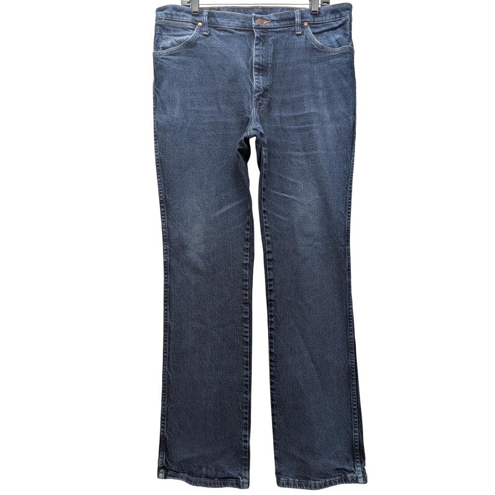 Wrangler Jeans Mens 38x34 Blue Cowboy Cut‎ Slim Fit Straight 947STR Denim
